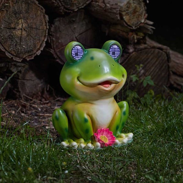 Smart Solar Blinkin' Frog with Moving Light Up Eyes