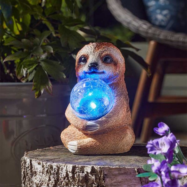 Sloth Sphere Colour Changing Orb Solar Garden Ornament