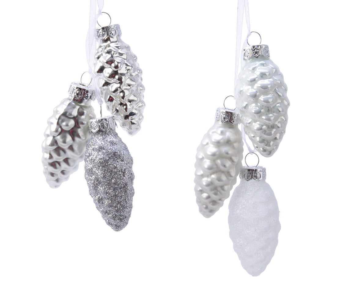 Hanging Glass Pinecone Bundle - Set of 3