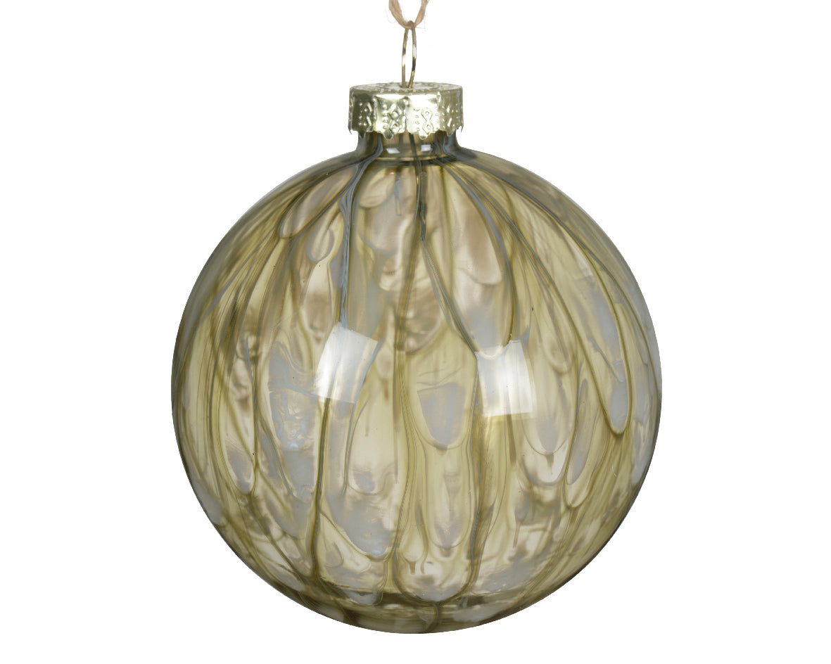 Rosemary Green Glass Bauble with Painting Detail - 8cm