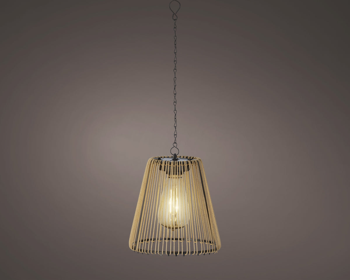 Lumineo - Solar Pendant Wicker Hanging Lantern Light