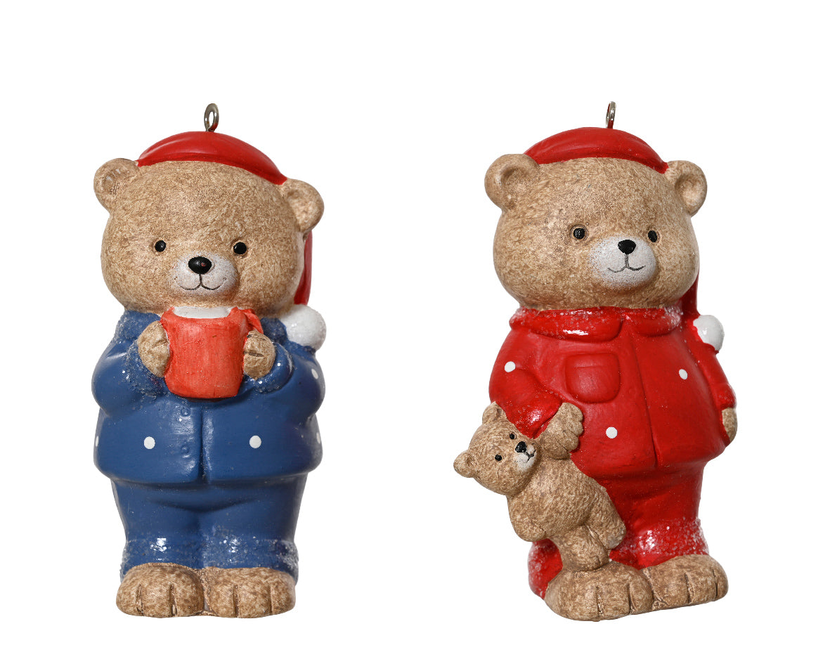 Terracotta Bear in Pyjamas Bauble