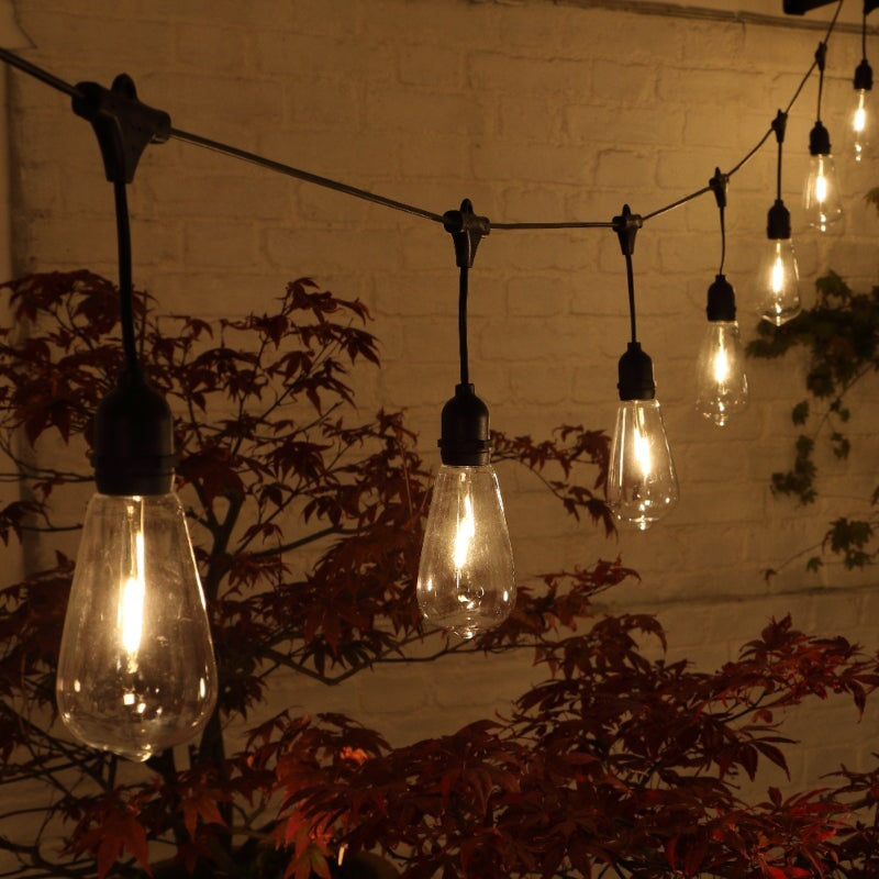 NOMA 20 Large Edison Filament Style Festoon Connectable Lights with Drop Warm White - 7.6m