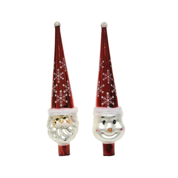 Red & White Treetopper with Glass Hat