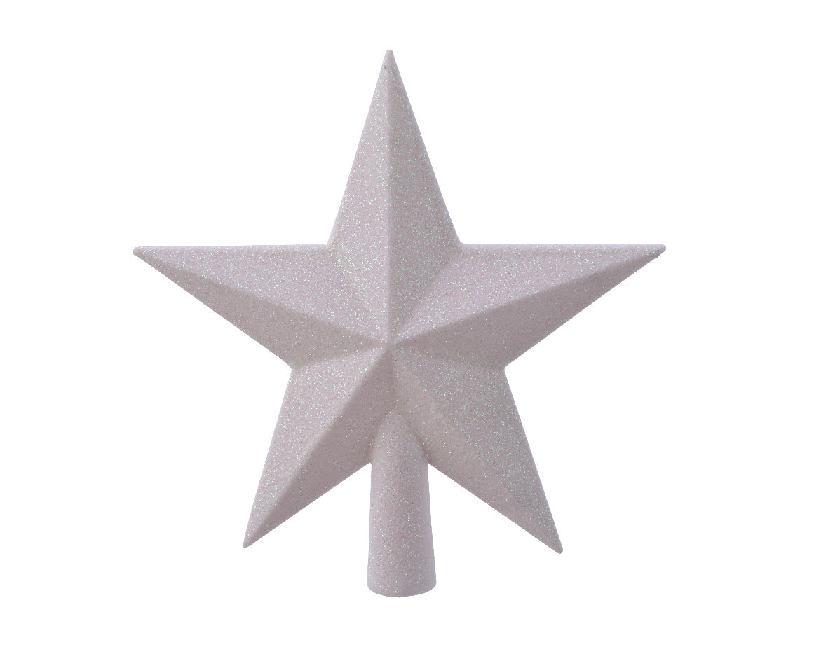 White Iridescent Large Shatterproof Glitter Star Tree Topper