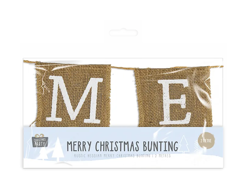 Merry Christmas Hessian Bunting - 2m