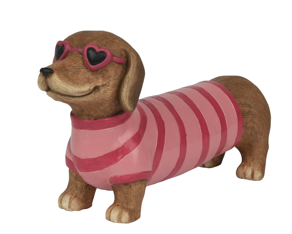 Standing Sausage Dog with Jumper & Sunglasses Garden Ornament