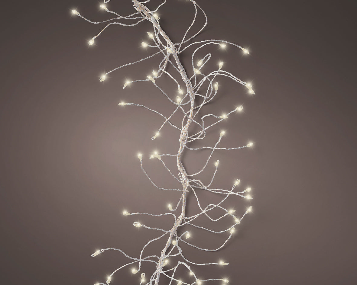 Warm White Micro LED Cluster Twinkle Outdoor Lights with 3m Silver Cable - 480 LEDs
