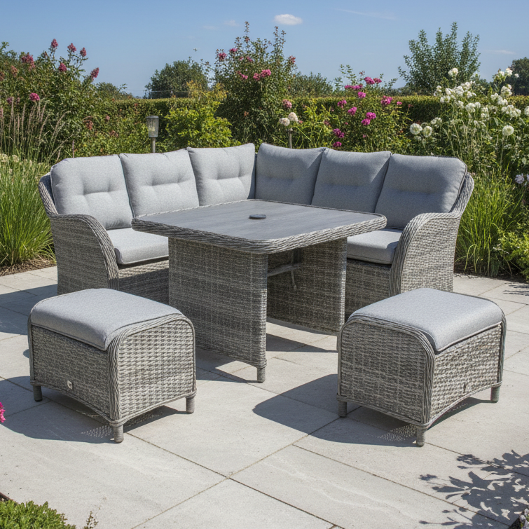 Leisure Grow - St Tropez Stone Compact Modular Corner Dining Sofa Set - Stone Grey