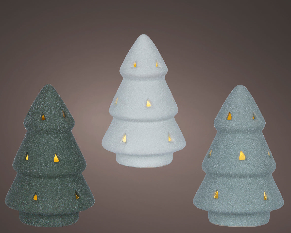 Warm White LED Porcelain Christmas Tree - 12cm