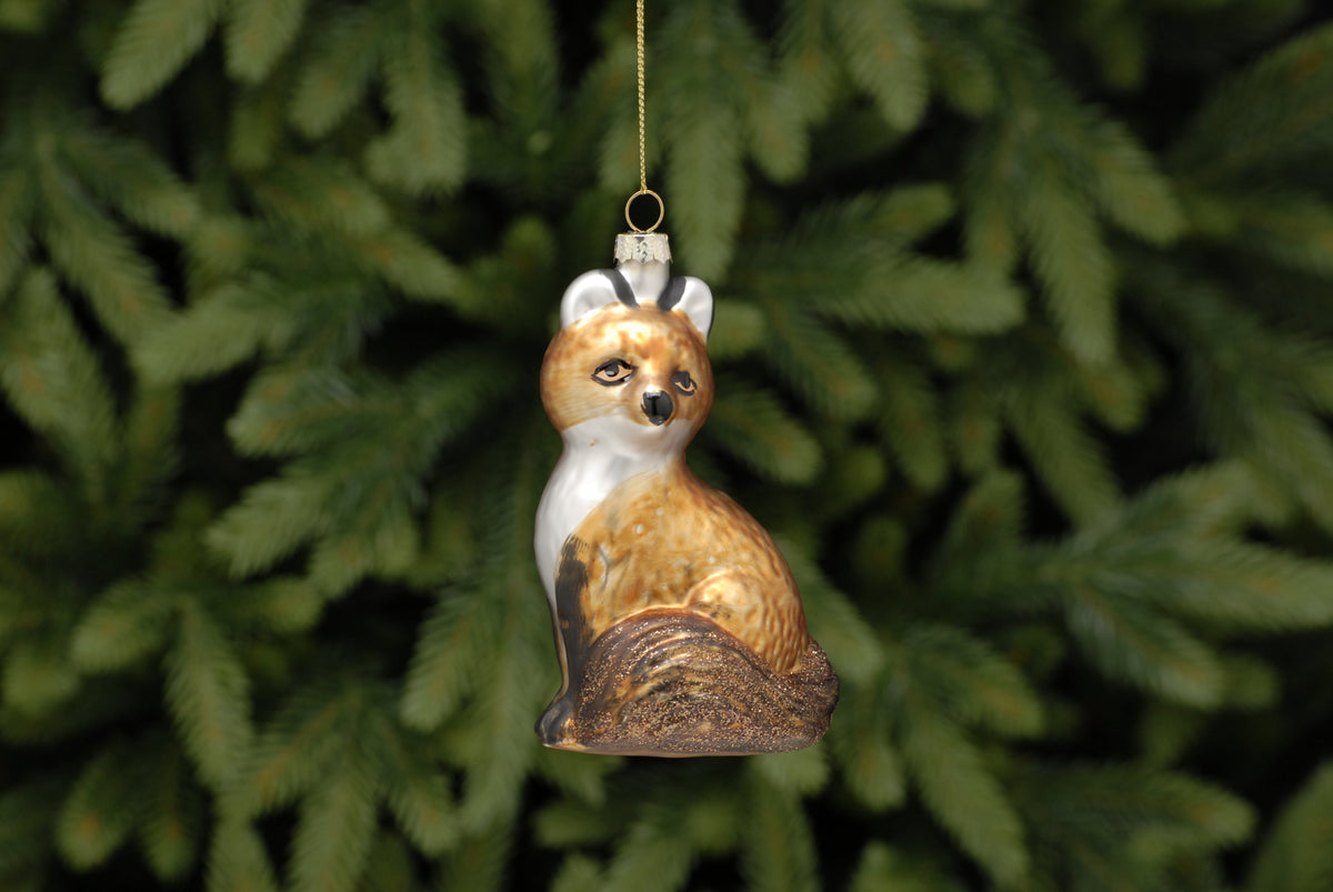 Novelty Glass Fox Hanging Decoration - 12cm