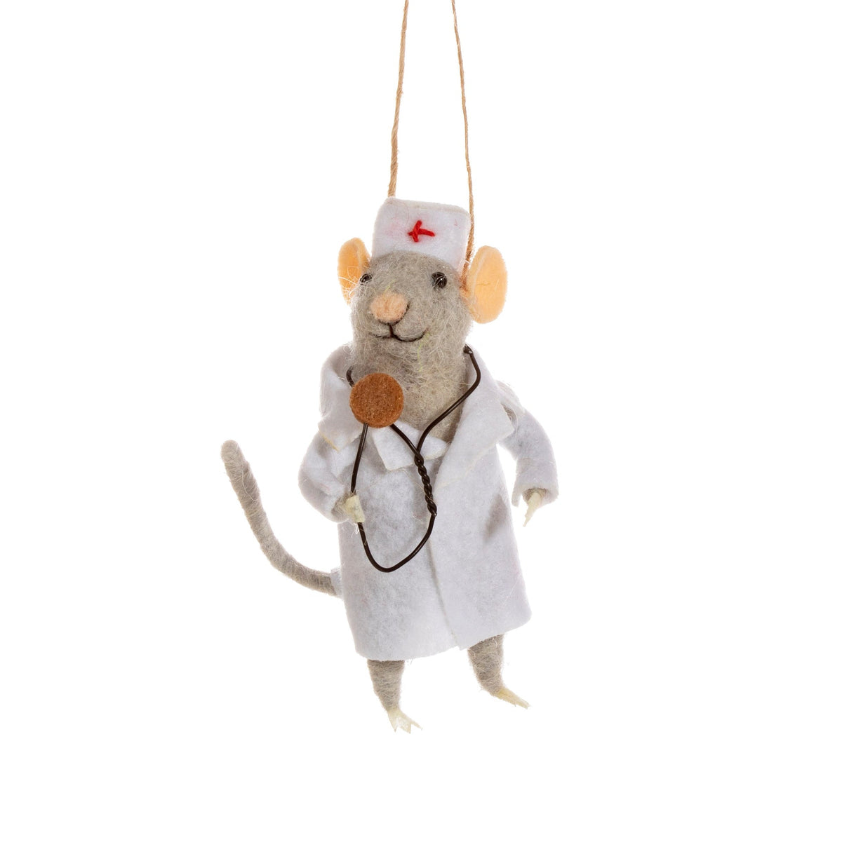 Doctor Mouse Felt Christmas Decoration / Bauble