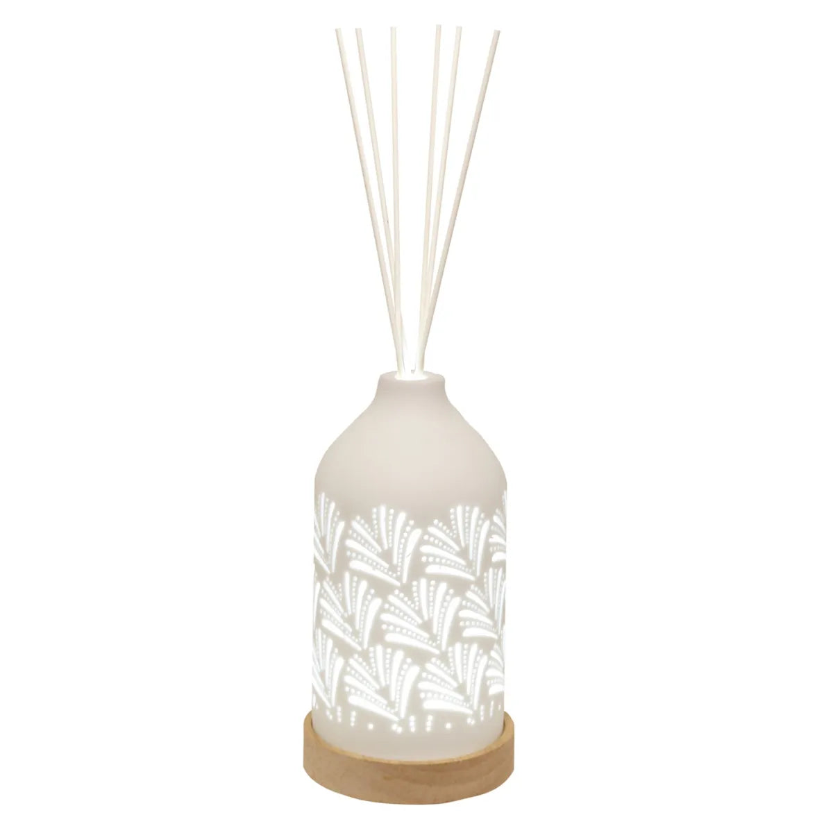Aromatize Light Up White Ceramic Reed Diffuser with Fan Pattern - 19cm ...