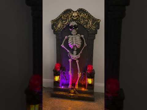 Halloween Animated Dancing Skeleton Tombstone with Music & Lights