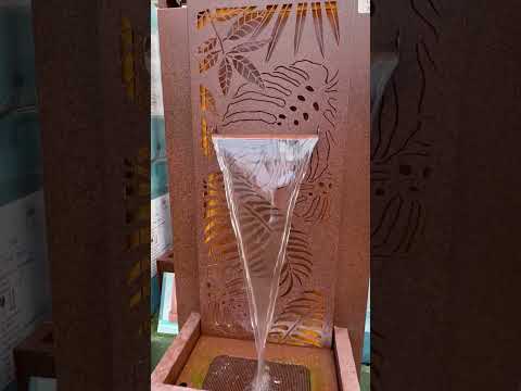 Lumineo Rustic Brown Monstera Garden Water Feature with LED Lights – 107cm Outdoor Fountain