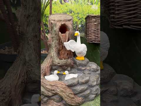 Smart Solar Feather Falls Goose Water Feature – Hybrid Battery Backup