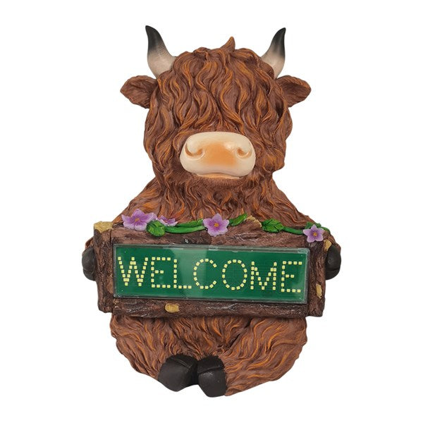 Solar Highland Cow Welcome 28cm