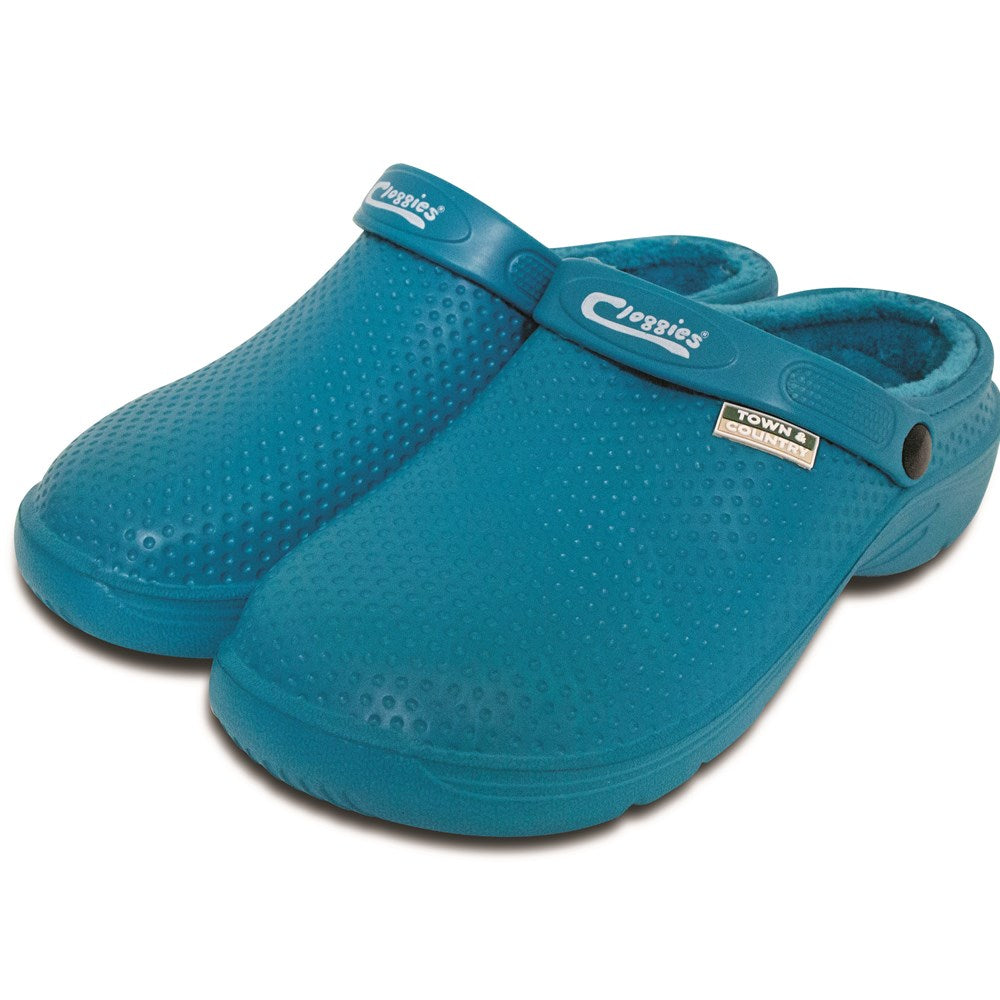 Town & Country- Fleecy Gardening Cloggies Shoes- Teal Blue