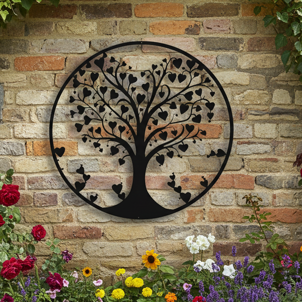 Large 60cm Love Heart Tree Wall Art Decoration Black