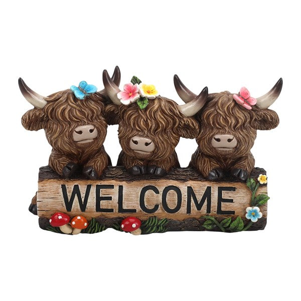 Welcome Highland Cow 19x12cm
