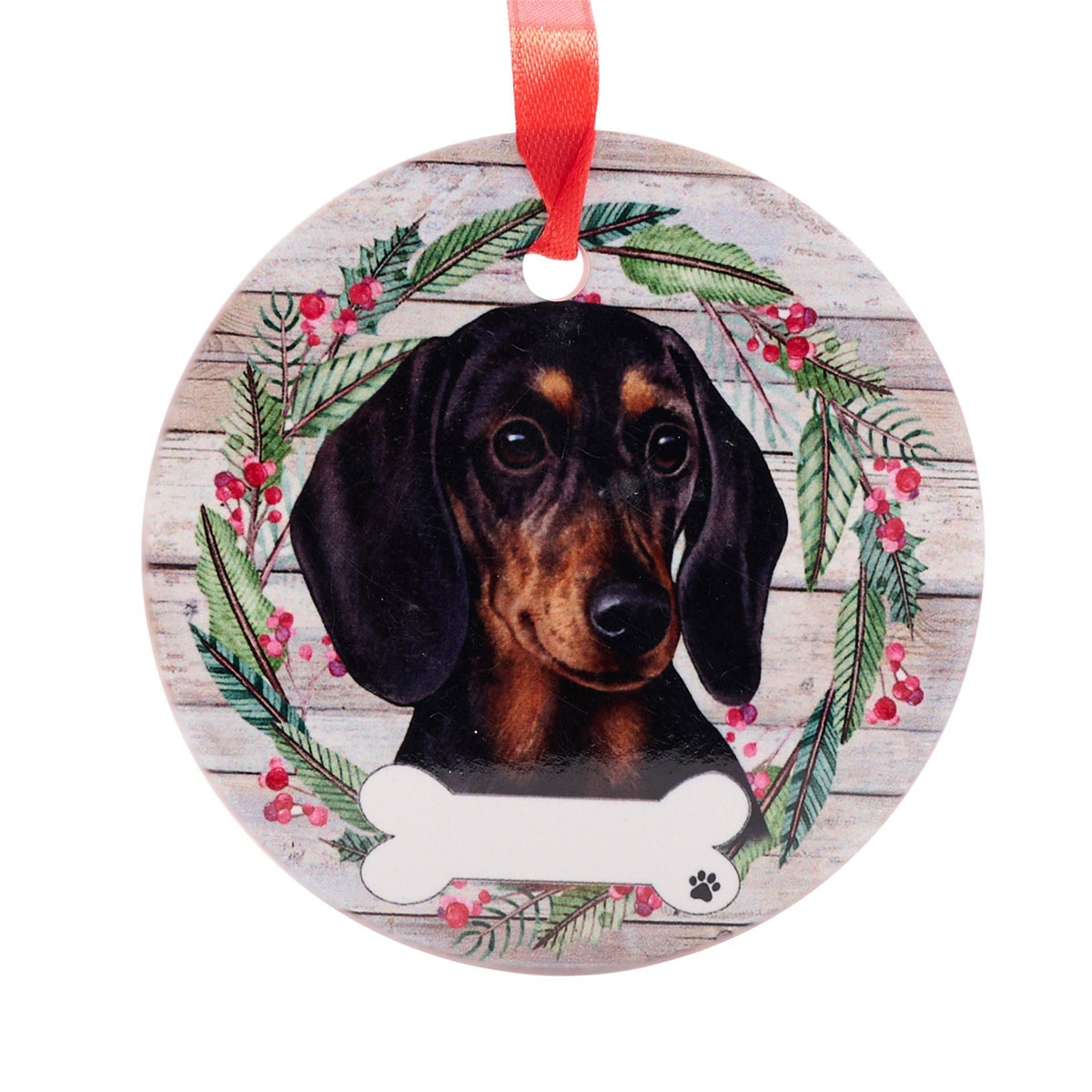 Dachshund Sausage Dog Wreath Hanging Christmas Bauble