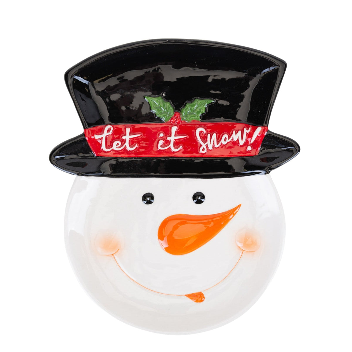 Ceramic Snowman Let It Snow Treat Plate