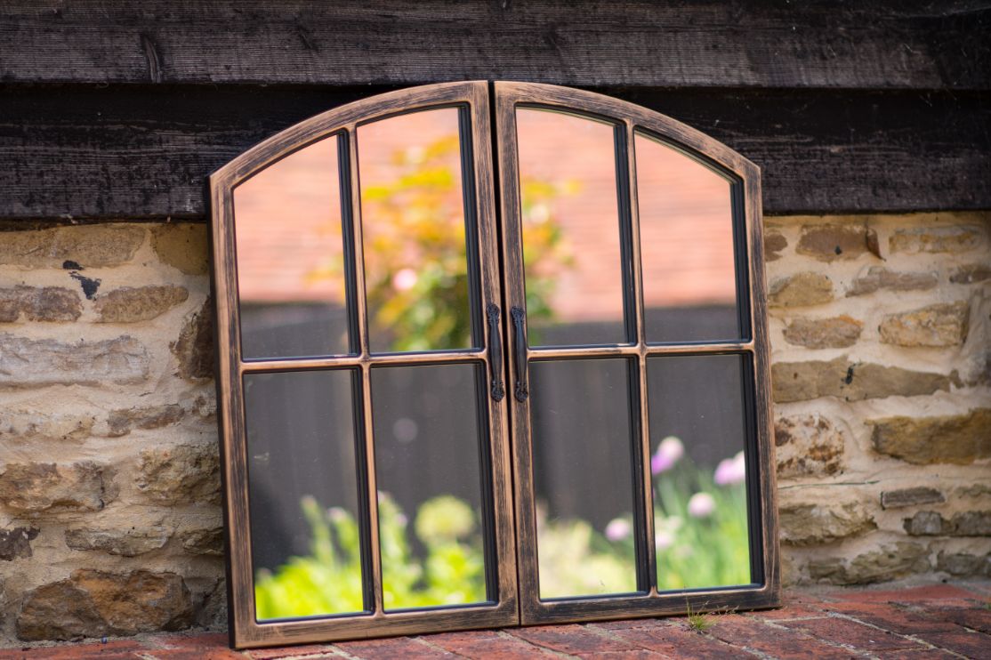 Window Wall Mirror - Brushed Copper