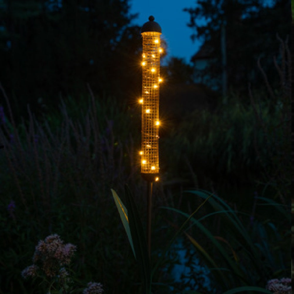 Rustic Metal Bulrush Garden Stake Extra Large 144.4cm- Solar Powered LEDs