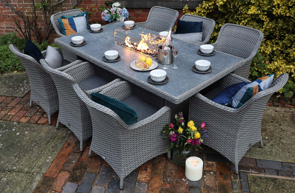 Supremo - Catalan 8 Seat Rectangular Dining Set with Fire Pit
