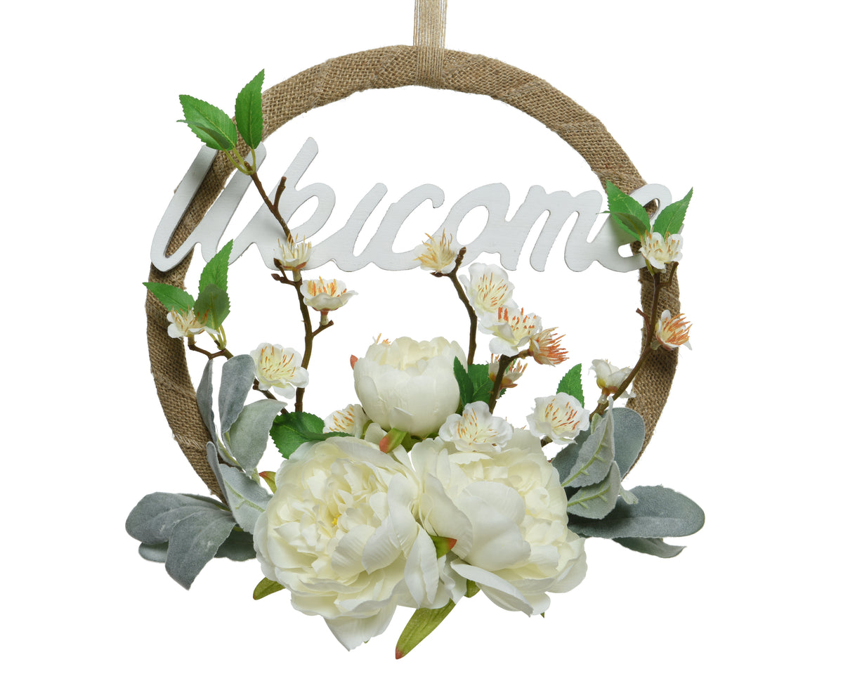 Peony Welcome Ring Sign / Wreath - 34cm