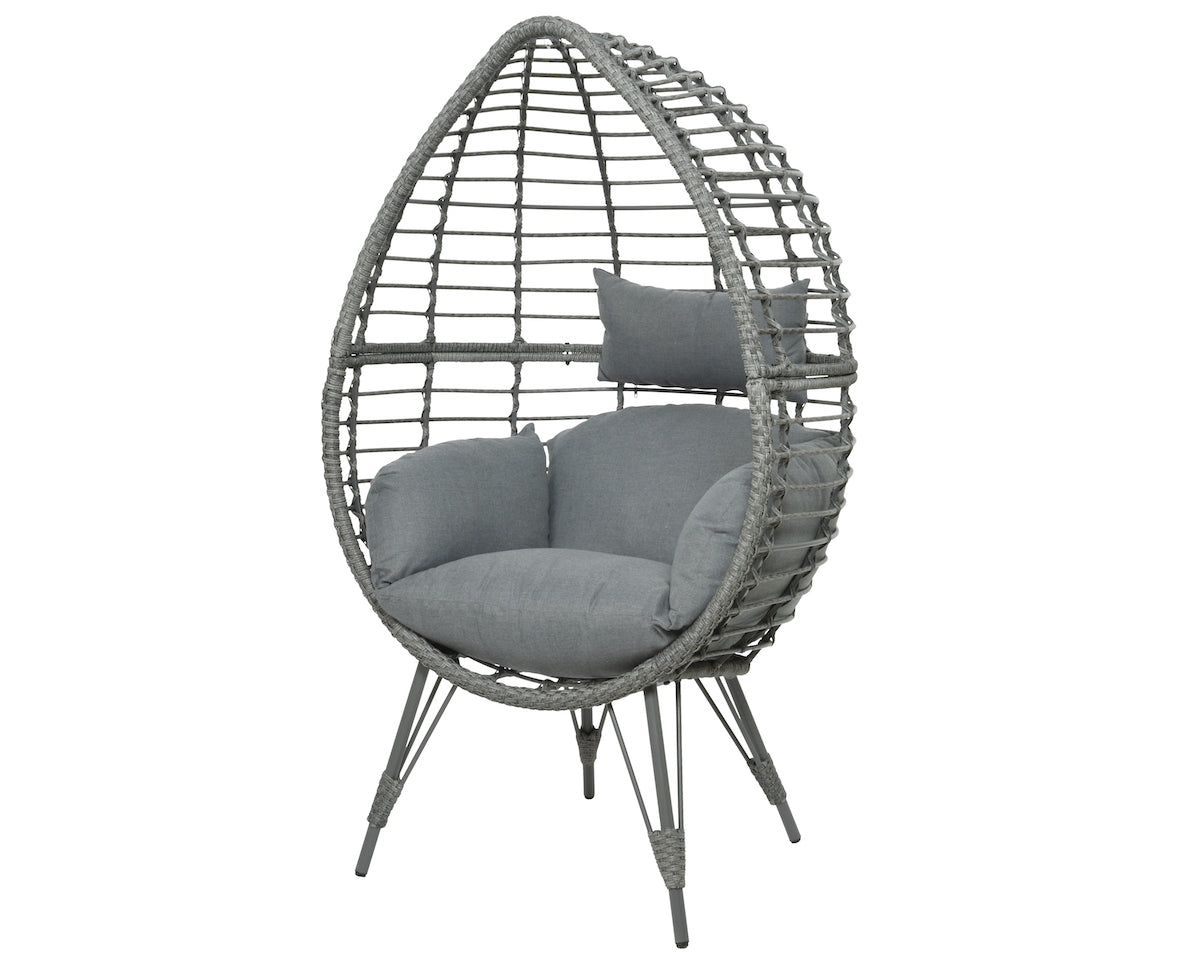 Evora Standing Egg Chair Wicker Outdoor Grey