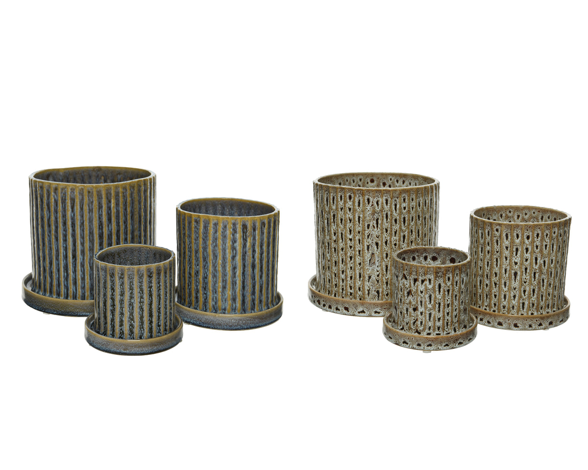 Reactive Glass Stoneware Planter