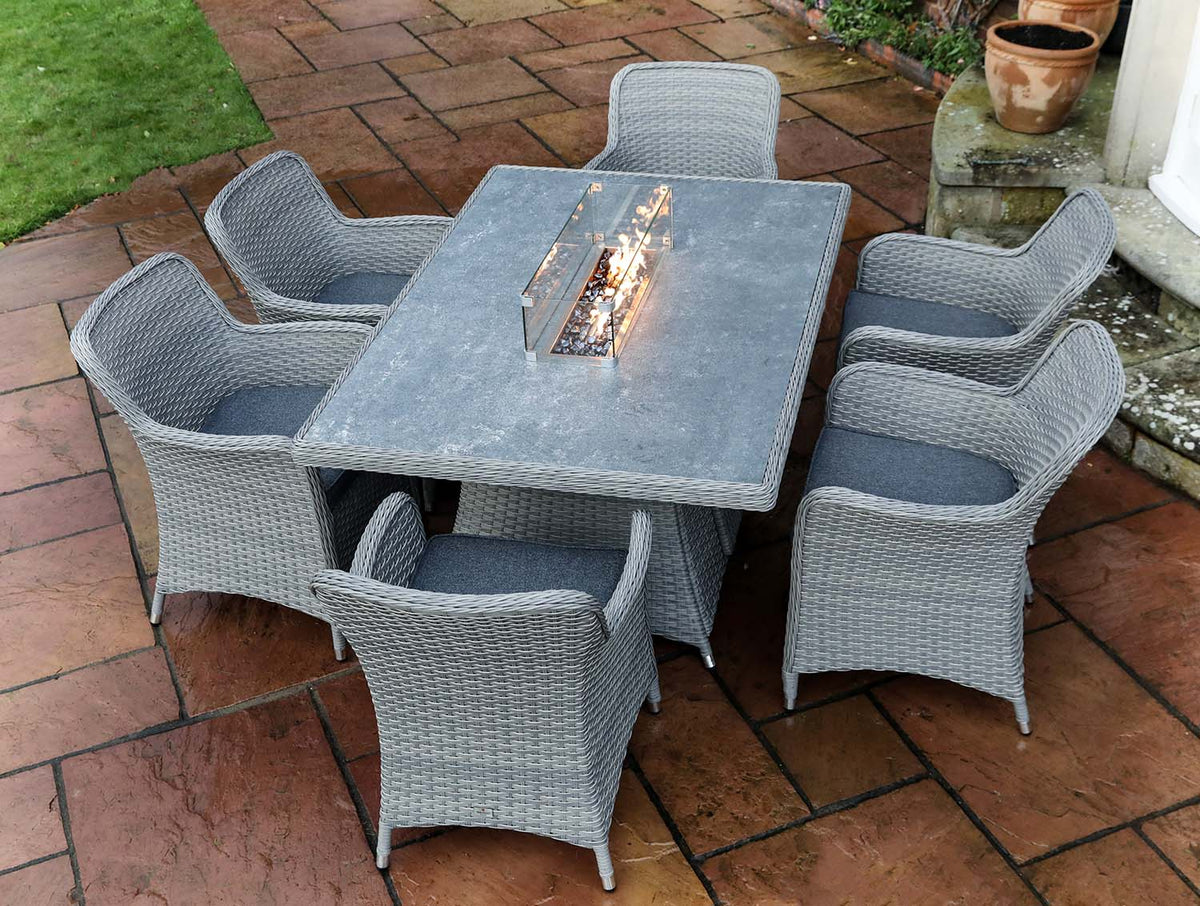 Supremo - Catalan 6 Seat Rectangular Dining Set with Fire Pit
