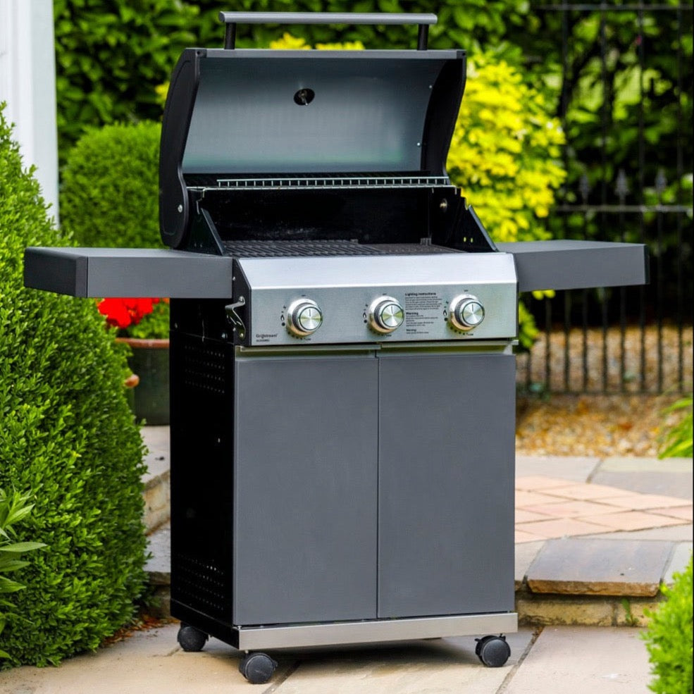 Grillstream Classic 3 Burner Gas & Charcoal Powered Hybrid Barbecue BBQ - Matt Grey