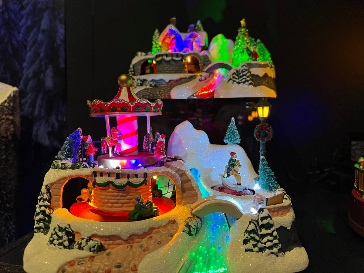 Animated LED Christmas Village Scene with Rotating Train – Southwood ...