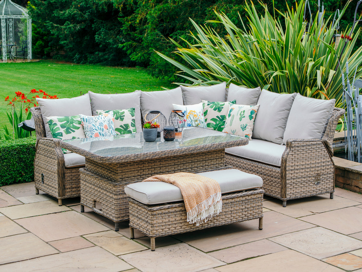 Leisure Grow - Lyon Rectangular Modular Dining Set with Adjustable Height Table & Reclining Chairs