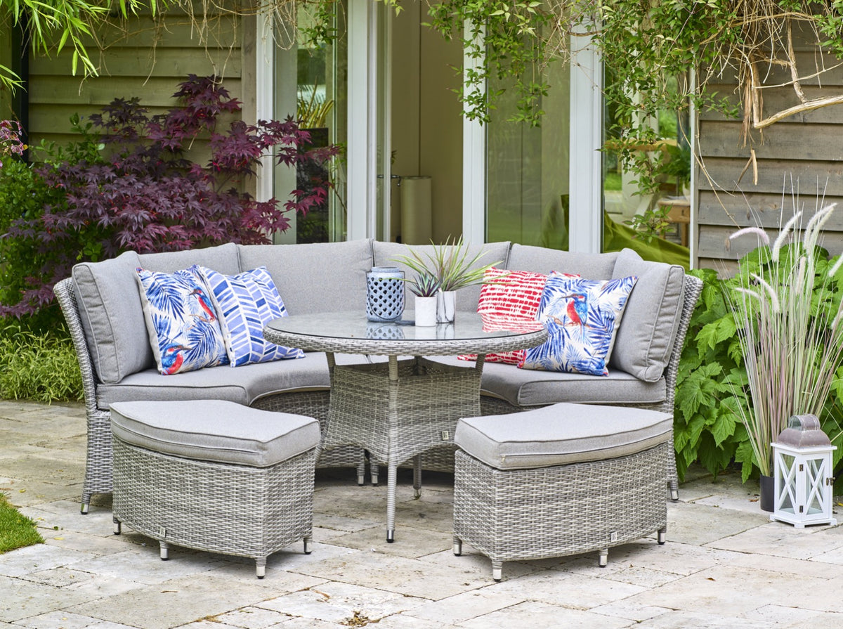 Leisure Grow - Monaco Stone Curved Casual Dining Modular Set - Stone Grey