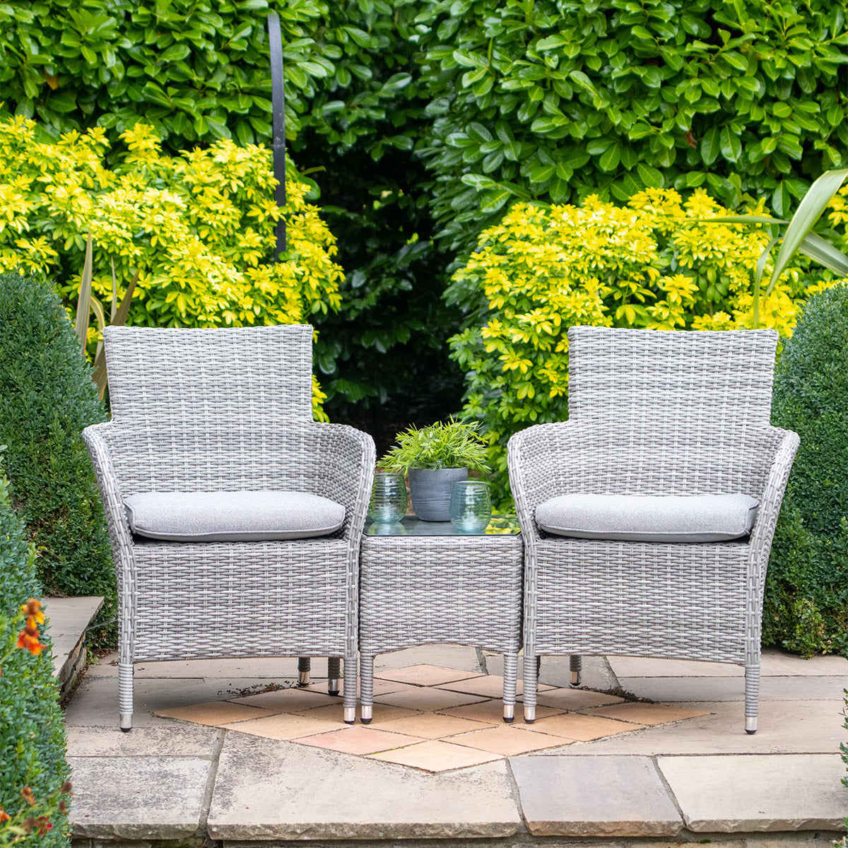 Leisure Grow - Monaco Stone Duo In-between Companion Bistro 2 Seat Set - Stone Grey