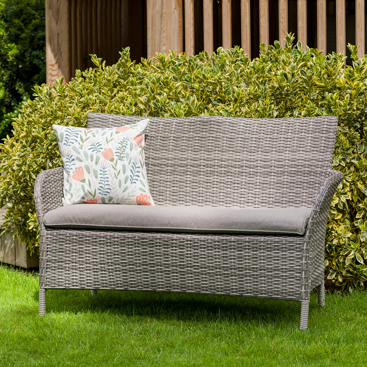 Leisure Grow - Monaco Stone 2 Seat Rattan Bench - Stone Grey
