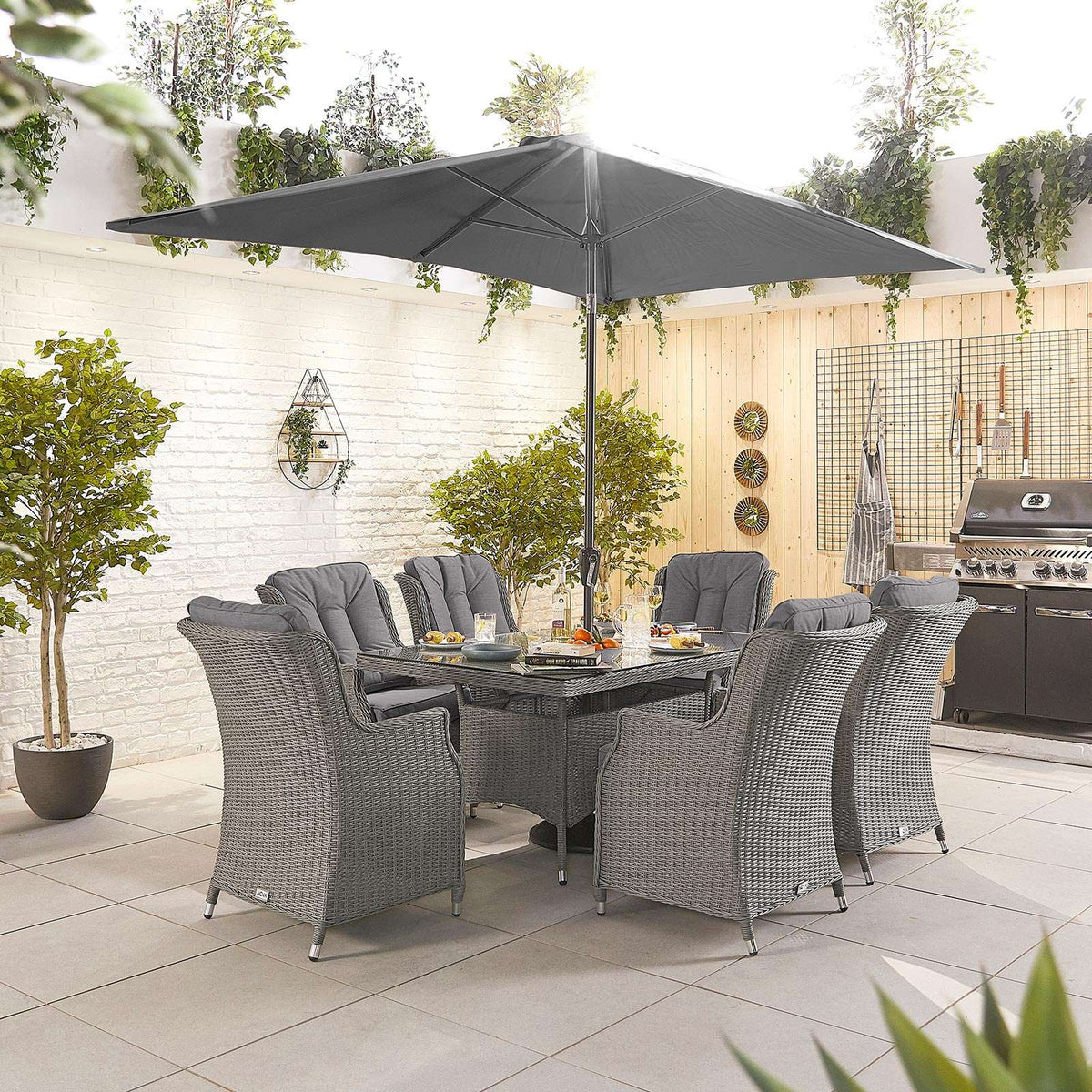 Thalia 6 Seat Dining Set Slate Grey Weave  - Main Image