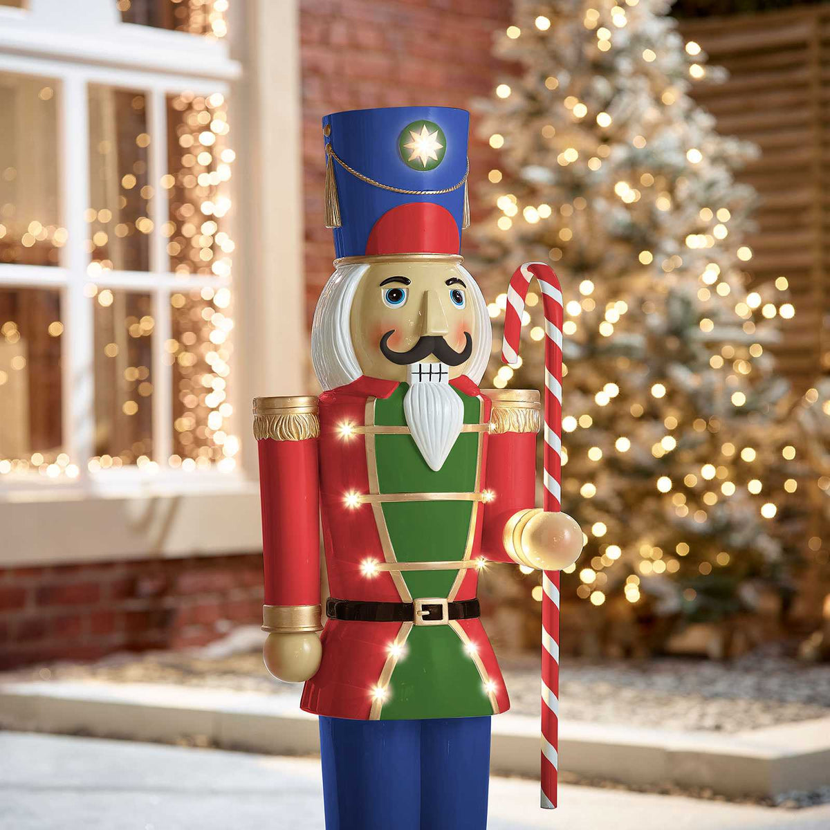 Noel the 3ft Red Giant Nutcracker with Candy Cane Light Up - Indoor or ...