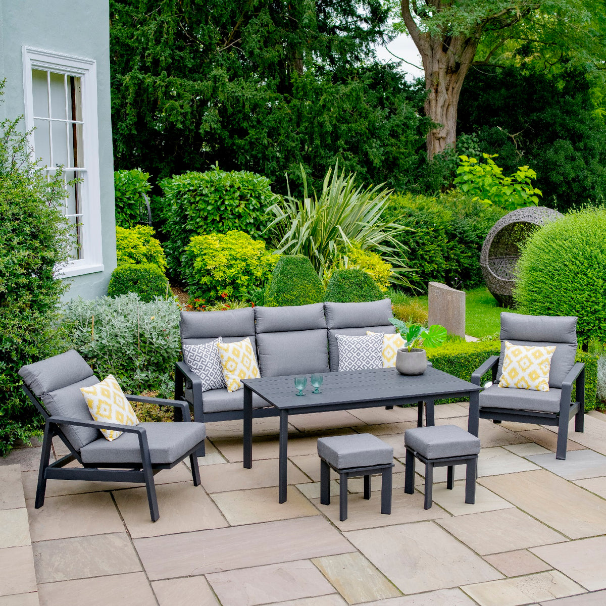 Leisure Grow - Santorini Dusk Aluminium Lounge Dining Set - Graphite Grey