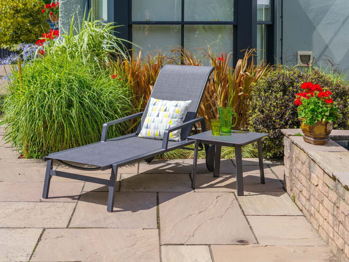 Leisure Grow - Santorini Dusk Aluminium Sunlounger / Sunbed - Graphite Grey