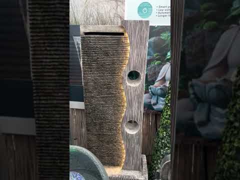 Outdoor Tall Grey Ripple Water Feature with LED Lights - 100cm