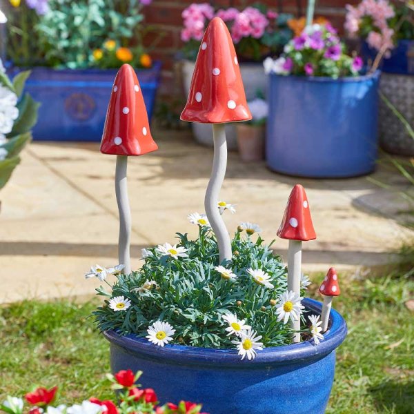 Humongous Fungus Red & White Toadstool Mushroom Garden Stake - 48cm
