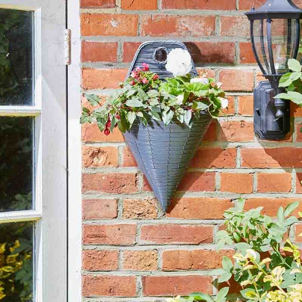 14in Slate Grey Faux Rattan Wall Torch