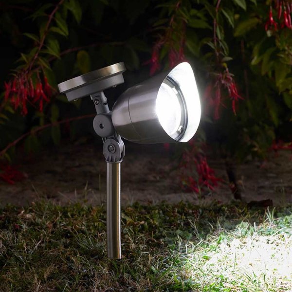 Stainless Steel Mega 10L Spotlight Stake / Path Lights- Solar Powered