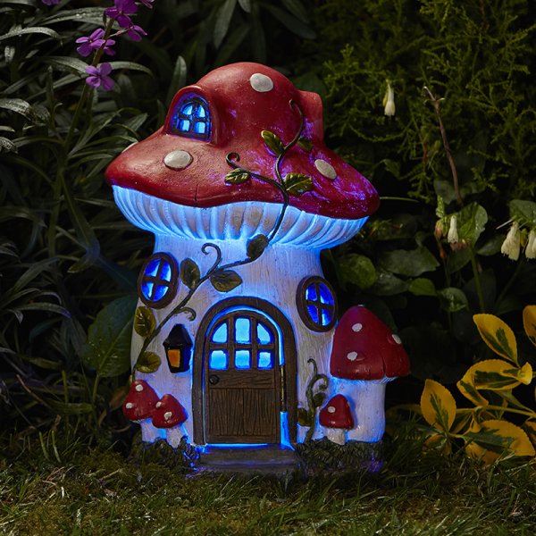 Mush-Room Light Up Fairy Cottage - Solar Powered Fairy House
