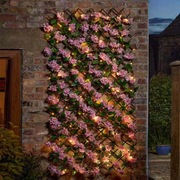 Solar In-Lit Pink Cherry Blossom Expanding Trellis - Smart Garden