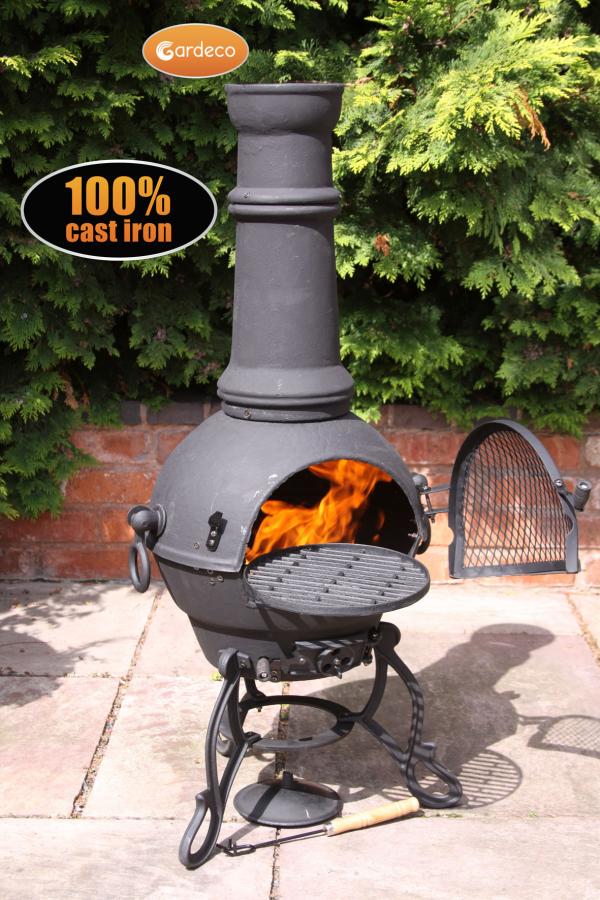 Toledo Large Cast Iron Chimenea in Black